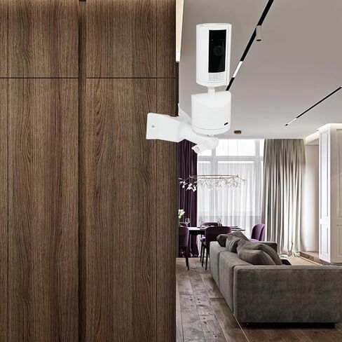 دعامة تثبيت على الحائط على الزوايا متوافقة مع الكاميرا الداخلية ذات الإمالة الدائرية، حامل تثبيت قابل للتعديل 360 درجة، مع برغي 1/4 سهل التركيب (أبيض، عبوة واحدة) in Kuwait