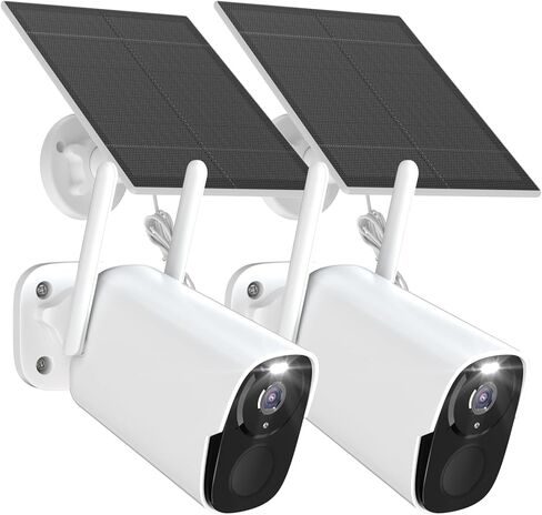 كاميرات أمان تعمل بالطاقة الشمسية ELECCTV 2K QHD لاسلكية واي فاي خارجي، بطارية 12000 مللي أمبير في الساعة، IP65 مقاومة للماء، صوت ثنائي الاتجاه، رؤية ليلية ملونة، مستشعر حركة-3PACK BW4PLUS مع لوحة شمسية in Kuwait