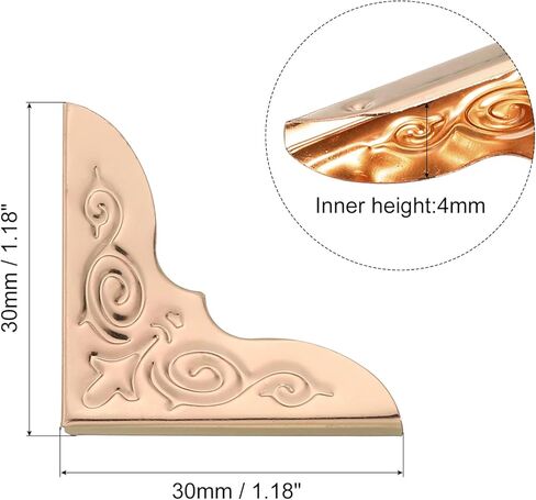 30mm Metal Book Corners,50pcs Photo Corners Book Corners Protector Retro Metal Decorative for Crafting Scrapbook Photo Album Book Binding,Rose Gold in Saudi Arabia