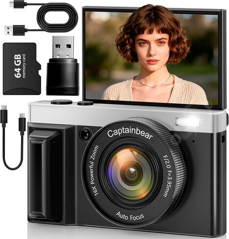 كاميرات رقمية بدقة 4K للتصوير الفوتوغرافي، وكاميرات مضادة للاهتزاز بدقة 4K، وكاميرا فيديو لمدونات الفيديو ذات التركيز التلقائي مع شاشة قابلة للطي بزاوية 180 درجة in Kuwait