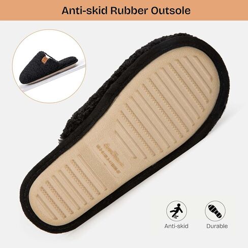 EverFoams Women's Slippers Set- Microsuede Slippers(Tan, Size 7-8) - Fuzzy Slip-on Slippers(Black, Size 7-8) in Kuwait