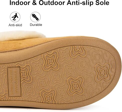 EverFoams Women's Slippers Set- Microsuede Slippers(Tan, Size 7-8) - Fuzzy Slip-on Slippers(Black, Size 7-8) in Kuwait