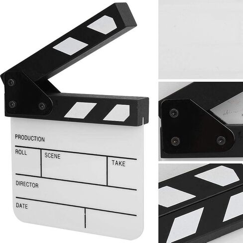 لوح تصفيق، لوح تصفيق لمشهد مخرج أكريليك صغير، لوح تصفيق لأفلام الأفلام الكلاسيكية مع قلم، لدعائم التصوير/الإعلان/ديكور المنزل/المسرحيات التنكرية/الخلفية (سبورة بيضاء باللونين الأسود والأبيض PAV1BWE3S) in Saudi Arabia