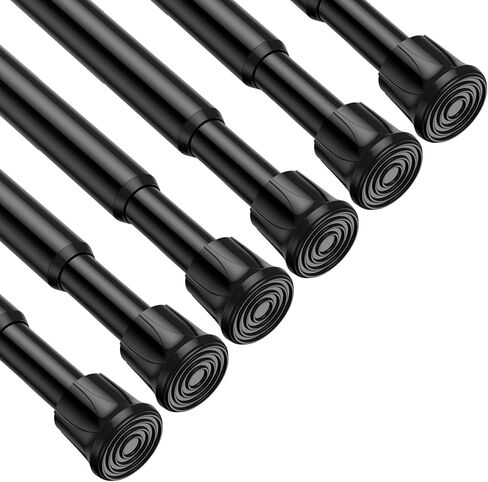 2PCS Black Adjustable Tension Rods 16.8 to 28 Inch, No Drill Spring Curtain Rod for Cabinet Window Refrigerator Wardrobe DIY Projects, Short Tension Curtain Rods for Small Spaces in Kuwait