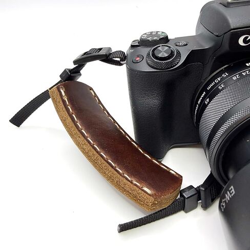 حزام يد للكاميرا مصنوع يدويًا من الجلد الأصلي لكاميرات DSLR بدون مرآة - قبضة مضادة للسقوط مع حامل سفلي آمن ودعم معصم قابل للتعديل لكاميرات Canon Nikon Sony Fujifilm in Kuwait