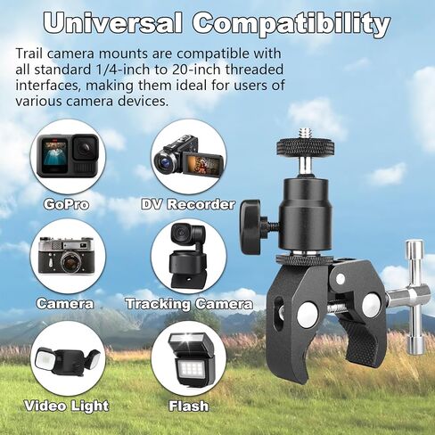 KUNAL 2 قطعة T Post Camera Mount، 360 درجة قابل للتعديل T Post Trail Camera Mount، ملحقات الكاميرات سهلة التركيب، توافق متعدد الاستخدامات للتصوير الفوتوغرافي الرياضي، المكتب، الصيد، الدراجات والدراجات النارية in Kuwait