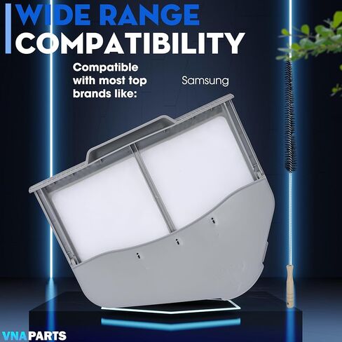 استبدال فلتر شاشة مصيدة الوبر DC97-16742A لجهاز Samsung Dryer AP5306681، DC61-03048A، DC61-02610A، DV45H7000EW A2، DV40J3000GW A2، DVE50R5200W A3 مع علبة فلتر وفرشاة تنظيف فتحة التهوية in Kuwait