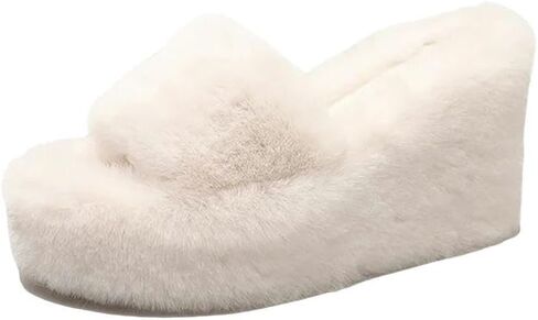 Women's Warm Home Slippers Autumn Winter Wedge Slippers Woman Home Fur Slippers for Women Platform Slides Indoor Shoes in Saudi Arabia