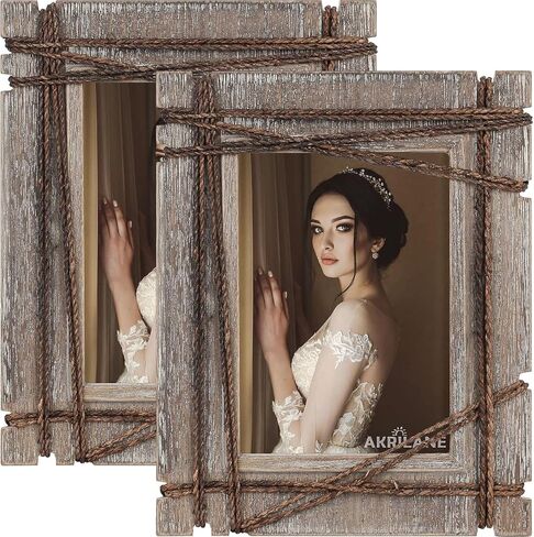 Akrilane 8x10 إطار الصورة الخشب الزخرفي ريفي ، محزن ومرحّل ، إطارات الصور ذات المظهر القديم ، ديكور الجدار لجدار الجدار وجدول أعلى للديكور المنزلي - إطارات صور زفاف 8 × 10 - نمط أ in Kuwait