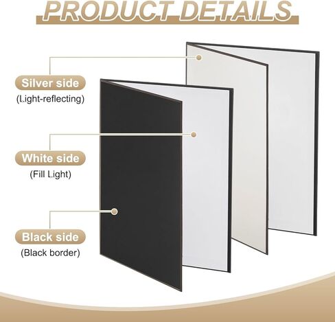 11"x8" Light Reflector 3 in 1 Photography Reflector Cardboards, Foldable & Stable for Still Life Product Food Photo Shooting, Self-Standing, Silver in Saudi Arabia