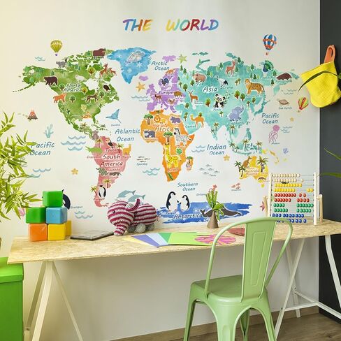 Watercolor Outer Space Wall Stickers, Astronaut Planets Rockets Peel and Stick Wall Decals, Baby Room Nursery Kids Bedroom Art Wall Decor in Saudi Arabia