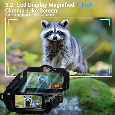 Night Vision Goggles,Pozifu 4K Night Vision Binoculars with 3.2" HD Screen,8X Digital Zoom,64GB TF Card,5200mAh Battery for Hunting,Camping & Security in Kuwait