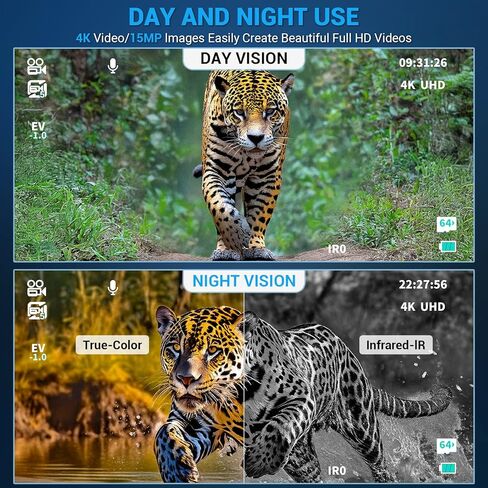 Night Vision Goggles,Pozifu 4K Night Vision Binoculars with 3.2" HD Screen,8X Digital Zoom,64GB TF Card,5200mAh Battery for Hunting,Camping & Security in Kuwait