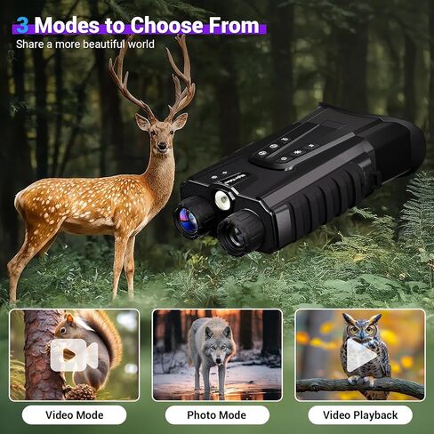 Night Vision Goggles,Pozifu 4K Night Vision Binoculars with 3.2" HD Screen,8X Digital Zoom,64GB TF Card,5200mAh Battery for Hunting,Camping & Security in Kuwait