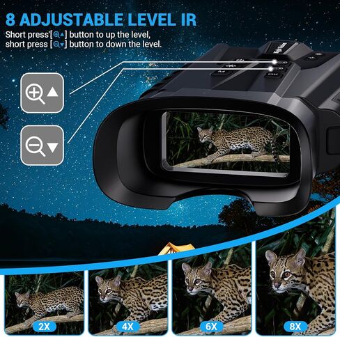 Night Vision Goggles,Pozifu 4K Night Vision Binoculars with 3.2" HD Screen,8X Digital Zoom,64GB TF Card,5200mAh Battery for Hunting,Camping & Security in Kuwait