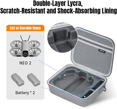 Neo2 Case, Portable PU Leather Small Shoulder Bag for DJI Neo2 Drone and Batteries Accessories with shoulder straps in Saudi Arabia