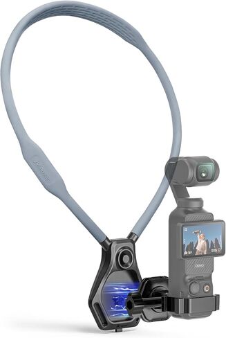 حامل للرقبة بدون استخدام اليدين للهاتف وكاميرا الحركة - حامل شريط حول الرقبة قابل للتعديل لهواتف iPhone وAndroid وتسجيل POV Vlog مع قاعدة مغناطيسية آمنة QR، وحزام صدر مرن مضاد للاهتزاز in Kuwait