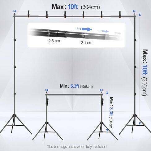 حامل خلفية EMART مقاس 10 × 10 قدم (عرض × ارتفاع) طقم دعم حامل خلفية قابل للتعديل + طقم إضاءة LED Softbox مقاس 16 بوصة × 16 بوصة 85 وات in Kuwait