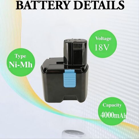 بطارية 4.0Ah 18V بديلة ni-mh لشركة Hitachi 322436,322437,323902,EB1812S,EB1820,EB1814SL,EB1820,EB1820L,EB1824L,EB18B,EB1830H متوافقة مع أدوات لاسلكية 18 فولت in Kuwait