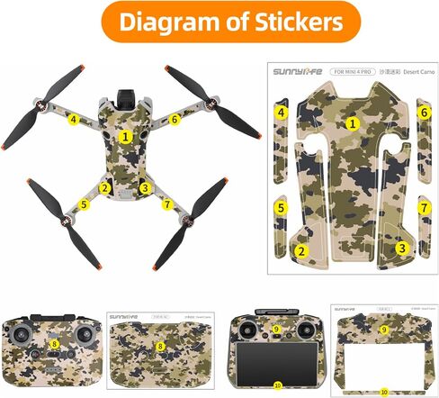 Mavic Mini4 Pro Skin Wrap for DJI Mini 4 Pro Camera Drone Body Arms RC2 جهاز التحكم عن بعد مجموعة كاملة ملصق مائي ملحقات مقاومة للخدش in Saudi Arabia