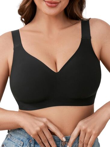 حمالات لاسلكية للنساء لا underwire ، m-3xl ، sefelfless v mesh bralette مع الدعم ، حمالة صدرية مريحة T-Shirt مريحة in Kuwait