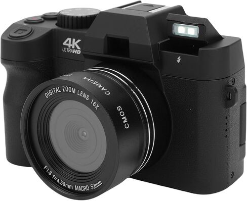 كاميرا بدون مرآة بدقة 4K بدقة 48 ميجابكسل مع تكبير 16X وبطاقة ذاكرة سعة 32 جيجابايت وبطاريتين للتصوير الفوتوغرافي أثناء السفر - تصميم محمول صغير الحجم in Kuwait