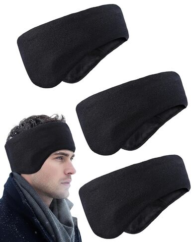 3 PCS Winter Ear Warmers عقال للرجل للرجال نساء طبقة مزدوجة متماسكة الأذن الصوف مع بطانة غامضة لتزلج ركوب الدراجات (اللون الداكن) in Saudi Arabia