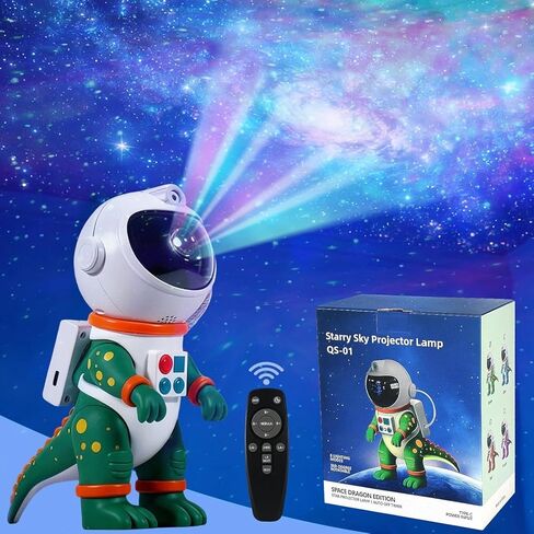 Galaxy Star Projection Night Light, Dinosaur Astronaut Space Projector with Timer, Remote Control, 8 Lighting Modes, Green Nebula Effects for Kids Room Ceiling Decor(Green) in Saudi Arabia