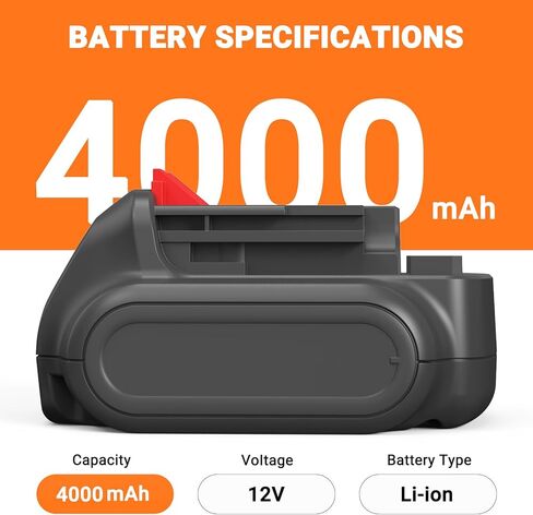 Shentec بطارية بديلة 4000 مللي أمبير في الساعة لبطارية ليثيوم أيون بلاك آند ديكر 10.8 فولت و12 فولت (كحد أقصى) LBXR1512 BDCDD12 BDCDD12K BLA12L-0608-1 منزلق in Saudi Arabia