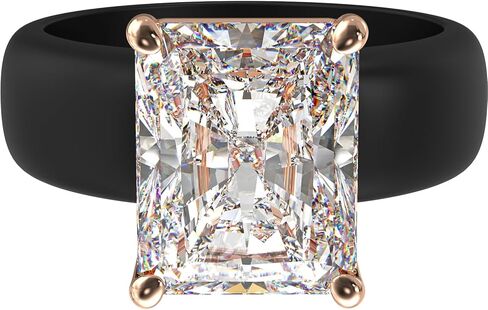 Rinfit Silicone Ring مع Stone - Emerald Cut Zirconia solitaire خاتم الخطوبة للنساء - نطاقات الزفاف المطاطية - براءات الاختراع المعلقة التصميم in Saudi Arabia