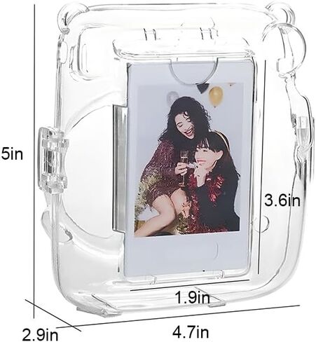 Protective Camera Case for Fujifilm Instax Mini 12, Clear Hard Carrying Case Bag with Photo Storage Pocket & Removable Shoulder Strap & Decorative Stickers in Saudi Arabia
