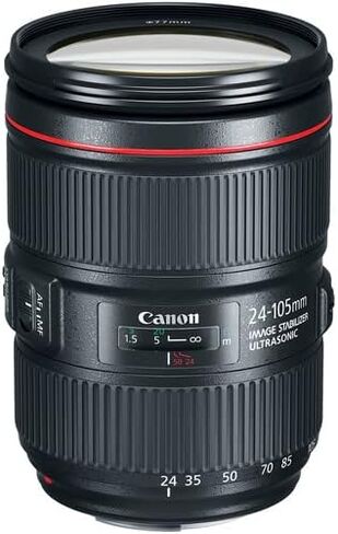 عدسة Canon EF 24-105mm f/4L هي عدسة II USM | تكبير قياسي من السلسلة L مع تثبيت الصورة والبصريات المتقدمة | مثالية للصور الشخصية وحفلات الزفاف والتصوير الفوتوغرافي اليومي + محول EF-EOS R + حقيبة + بطاقة سعة 64 جيجابايت in Saudi Arabia