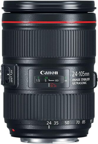 عدسة Canon EF 24-105mm f/4L هي عدسة II USM | تكبير قياسي من السلسلة L مع تثبيت الصورة والبصريات المتقدمة | مثالية للصور الشخصية وحفلات الزفاف والتصوير الفوتوغرافي اليومي + محول EF-EOS R + حقيبة + بطاقة سعة 64 جيجابايت in Saudi Arabia