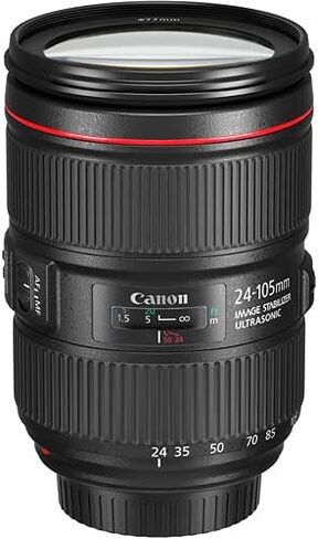 عدسة Canon EF 24-105mm f/4L هي عدسة II USM | تكبير قياسي من السلسلة L مع تثبيت الصورة والبصريات المتقدمة | مثالية للصور الشخصية وحفلات الزفاف والتصوير الفوتوغرافي اليومي + محول EF-EOS R + حقيبة + بطاقة سعة 64 جيجابايت in Saudi Arabia