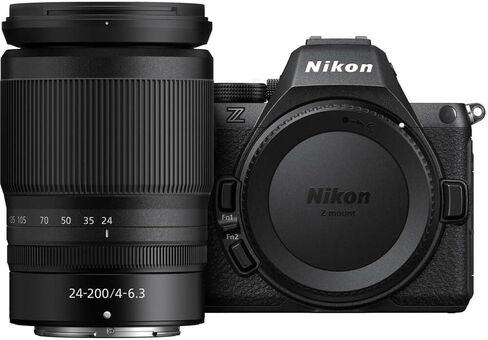 كاميرا Nikon Z5 II بدون مرآة مع عدسة مقاس 24-200 مم f/4-6.3، وذاكرة 64 جيجابايت، وميكروفون فيديو، وإضاءة فيديو LED، وحقيبة، وحامل ثلاثي القوائم، ومرشحات، وغطاء رأس، ومقبض، ومجموعة برامج تحرير الفيديو والصور in Saudi Arabia
