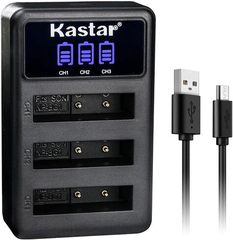 حزمة واحدة من بطارية NP-BG1 وشاحن USB ثلاثي LCD من Kastar متوافق مع بطارية Sony NP-BG1، NP-FG1، نوع G، Sony BC-CSG، BC-CSGD، شاحن BC-CSGE in Kuwait