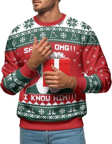 34HD Ugly Xmas Sweater–Funny Knit Christmas Sweater for Women & Men 2025, Long Sleeve Crewneck Holiday Pullover, Unisex Gift in Kuwait