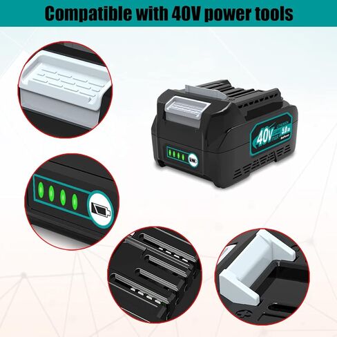 بطارية BatPower 40V 5.0Ah - بديلة لبطاريات ليثيوم ماكيتا XGT 40V BL4040 BL4050F BL4025 in Kuwait