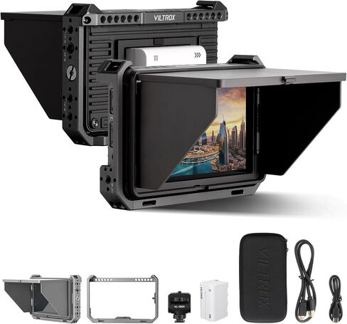 VILTROX Camera Field Monitor Touchscreen Camera Monitor, Full HD 1920x1080 Video Monitoring, 3D Lut, RGB Parade with Sunshade Hood and Battery for Sony Canon Nikon (DC-A1) in Saudi Arabia
