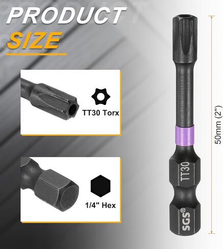 HARFINGTON 5 قطع TT30 توركس رأس مفك براغي 1/4 بوصة ساق سداسية 2 بوصة (50 مم) طويل مغناطيسي مقاوم للعبث 6 نقاط نجمة مفك براغي لقم ثقب الفوسفات S2 أدوات كهربائية فولاذية مع فتحة in Saudi Arabia