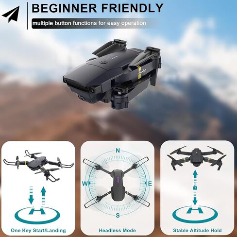 Drone With 1080P Camera for Adults Beginners,Foldable RC Quadcopter, Toys Drone,FPV Video, One Key Start, Headless Mode, Waypoints fly, 360° Flips in Saudi Arabia