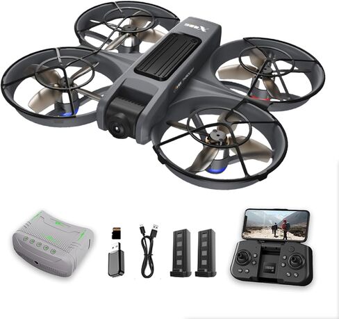 طائرة بدون طيار FPV مع كاميرا ونظارات الواقع الافتراضي، رحلة لمدة 15 دقيقة للمبتدئين FPV Quadcopter وأضواء LED، قلب 360 درجة، محرك بدون فرش، التحكم في السرعة، إقلاع/هبوط بمفتاح واحد، واقي المروحة المدمج، بطاريتان in Kuwait