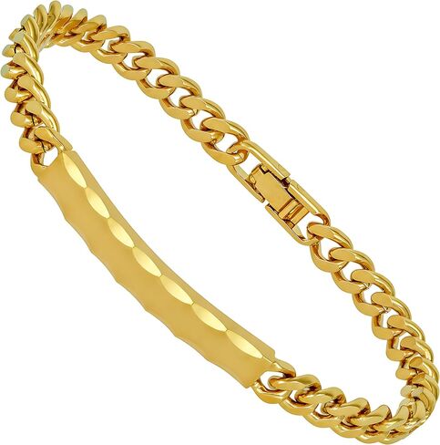 LIFETIME JEWELRY 7mm Cuban Link ID Bracelet for Men and Women 24k Gold Plated in Saudi Arabia
