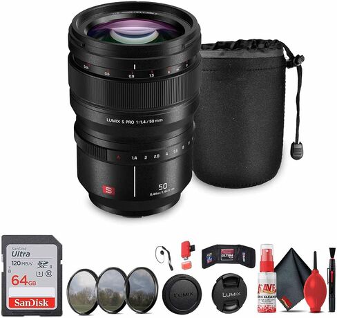 تتضمن الحزمة عدسة Panasonic Lumix S PRO مقاس 50 مم f/1.4 (S-X50): بطاقة ذاكرة سعة 64 جيجابايت، ومجموعة مرشحات مكونة من 3 قطع، وأغطية عدسات، وحقيبة عدسة، وحافظة للغطاء، ومجموعة تنظيف كاملة، وقارئ بطاقات، ومحفظة بطاقات in Kuwait