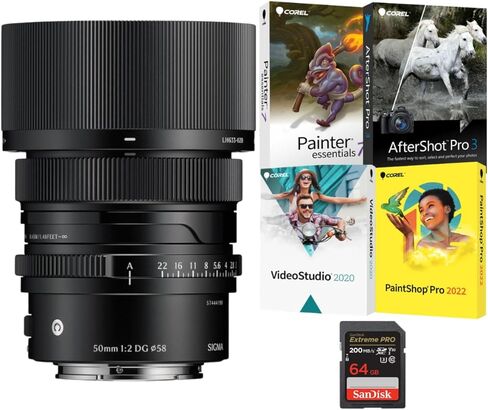 مجموعة عدسة سيجما 50 مم F2 DG المعاصرة (Sony E-Mount) مع برنامج وبطاقة ذاكرة 64 جيجابايت (3 قطع) in Kuwait
