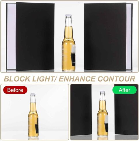 2Pcs 11"x8" Light Reflector 2 in 1 Photography Reflector Cardboards, Foldable & Stable for Still Life Product Food Photo Shooting, Self-Standing, Black in Saudi Arabia