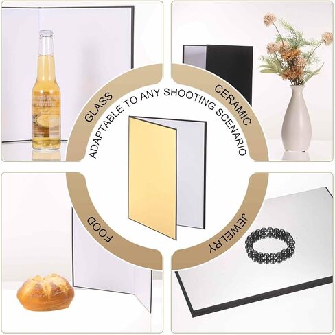 2Pcs 11"x8" Light Reflector 2 in 1 Photography Reflector Cardboards, Foldable & Stable for Still Life Product Food Photo Shooting, Self-Standing, Black in Saudi Arabia