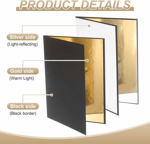 2Pcs 11"x8" Light Reflectors 4 in 1 Photography Reflector Cardboard, Foldable & Stable for Still Life Product Food Photo Shooting, Self-Standing, Gold in Saudi Arabia