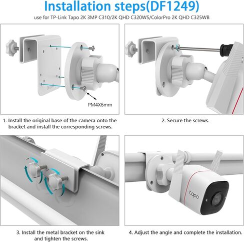 HOLACA Weatherproof Gutter Mount Compatible with Tapo TP-Link 2K QHD Security Camera Outdoor Wired(C310/C320WS/ColorPro C325WB), DEKCO DCSL/DC9L/DC4L 2K Security Camera in Saudi Arabia