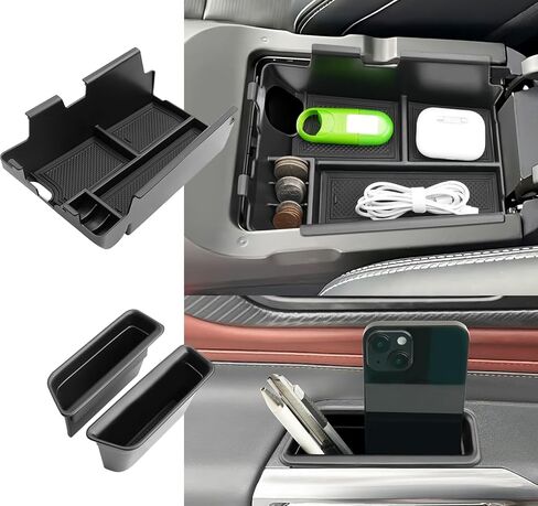 (3pcs) 2024 2025 Mustang Accessories Center Console Organizer/Door Side Storage Box for Ford Mustang, Durable ABS Plastic&Anti-Slip Rubber 2025 Mustang GT Console Tray/Door Organizer Insert in Saudi Arabia